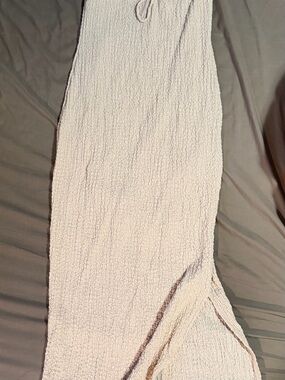 See You Monday Cream Textured Maxi Skirt